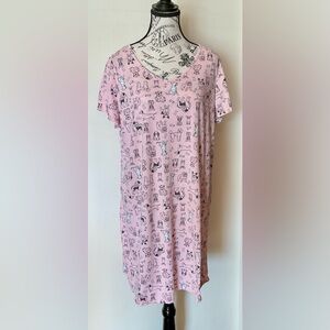 Adorable Pink Vneck Nightgown with Dogs